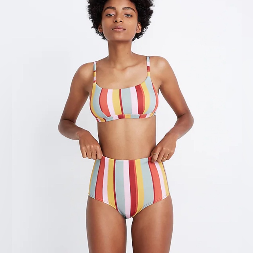 Madewell Multicolor Striped High Rise Retro Bikini Set, Medium & Small